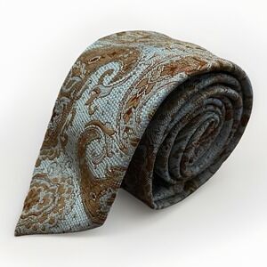 Don Loper Men's Tie Blue Gold/ Brownish‎ Paisley 100% Polyester